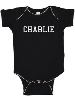 Personalized Baby Bodysuit Customized with Name for Boys, Girls, and Gender Neutral - Athletic Design