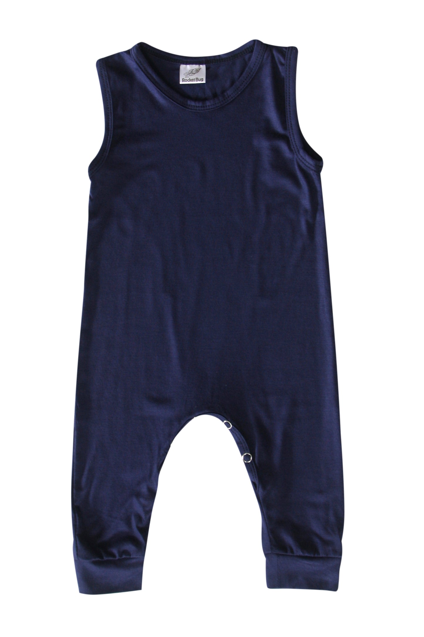 Silky Sleeveless Baby Romper for Boys and Girls-Gender Neutral Silky Navy