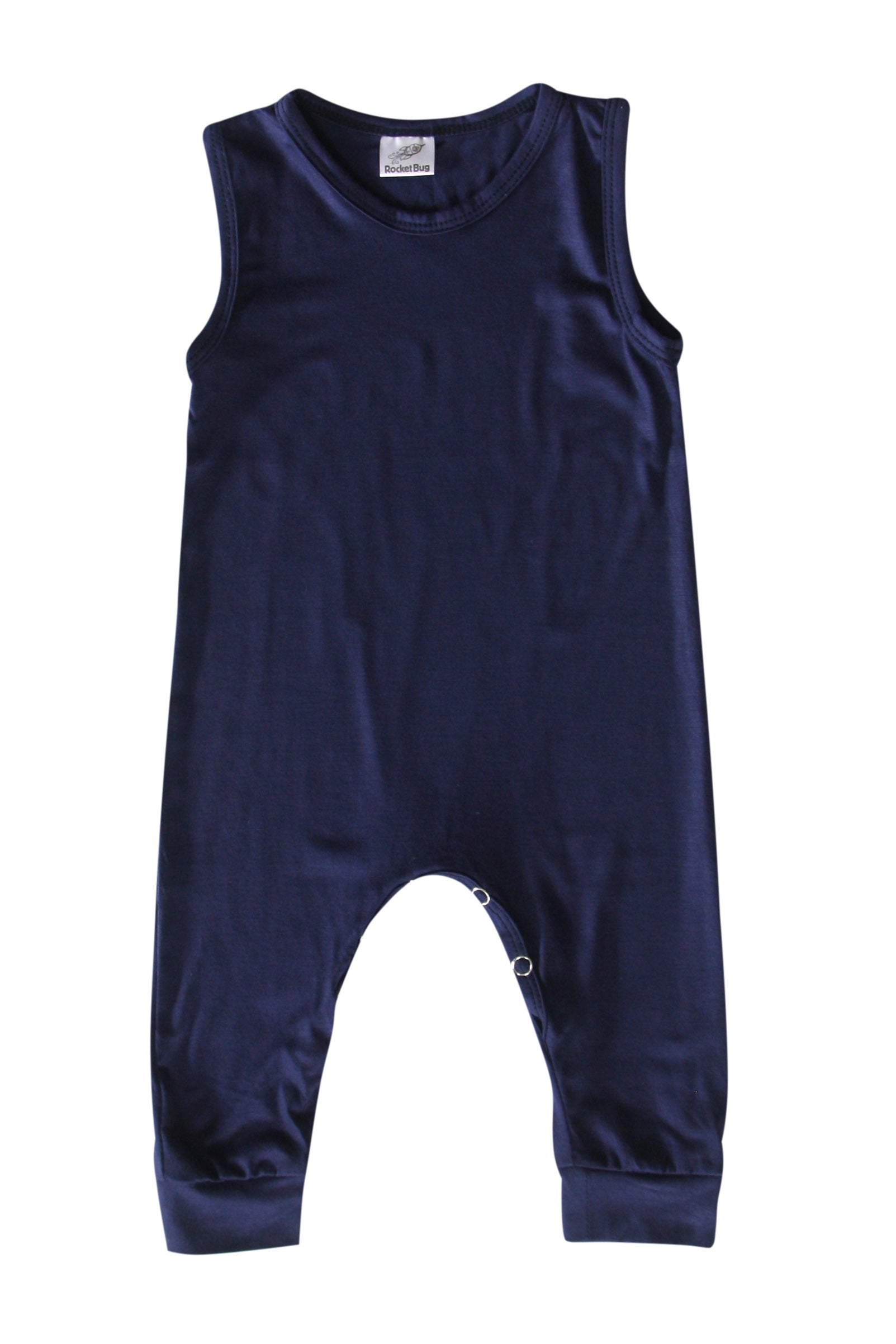 Silky Sleeveless Baby Romper for Boys and Girls-Gender Neutral Silky Navy