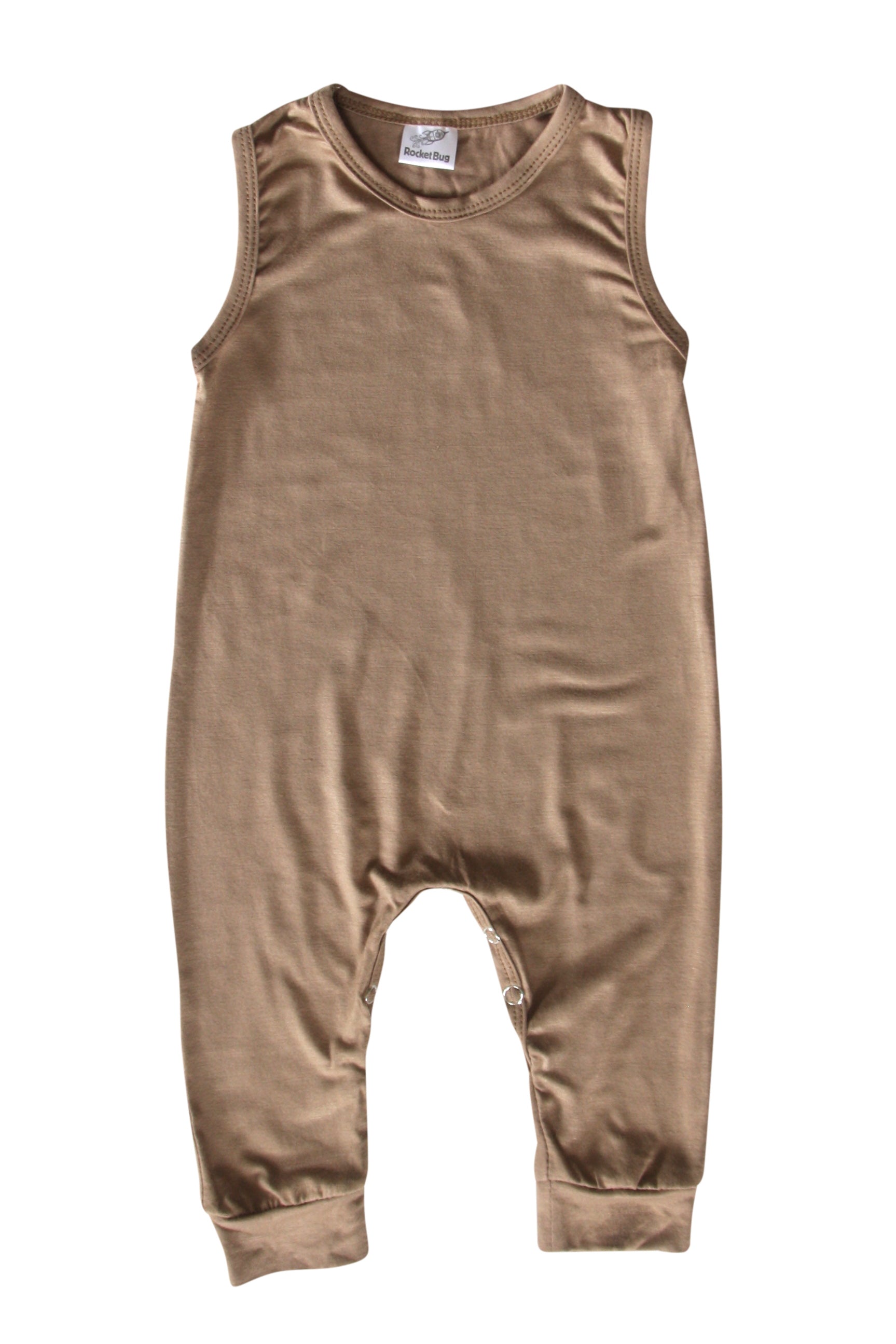 Silky Sleeveless Baby Romper for Boys and Girls-Gender Neutral Silky Light Brown
