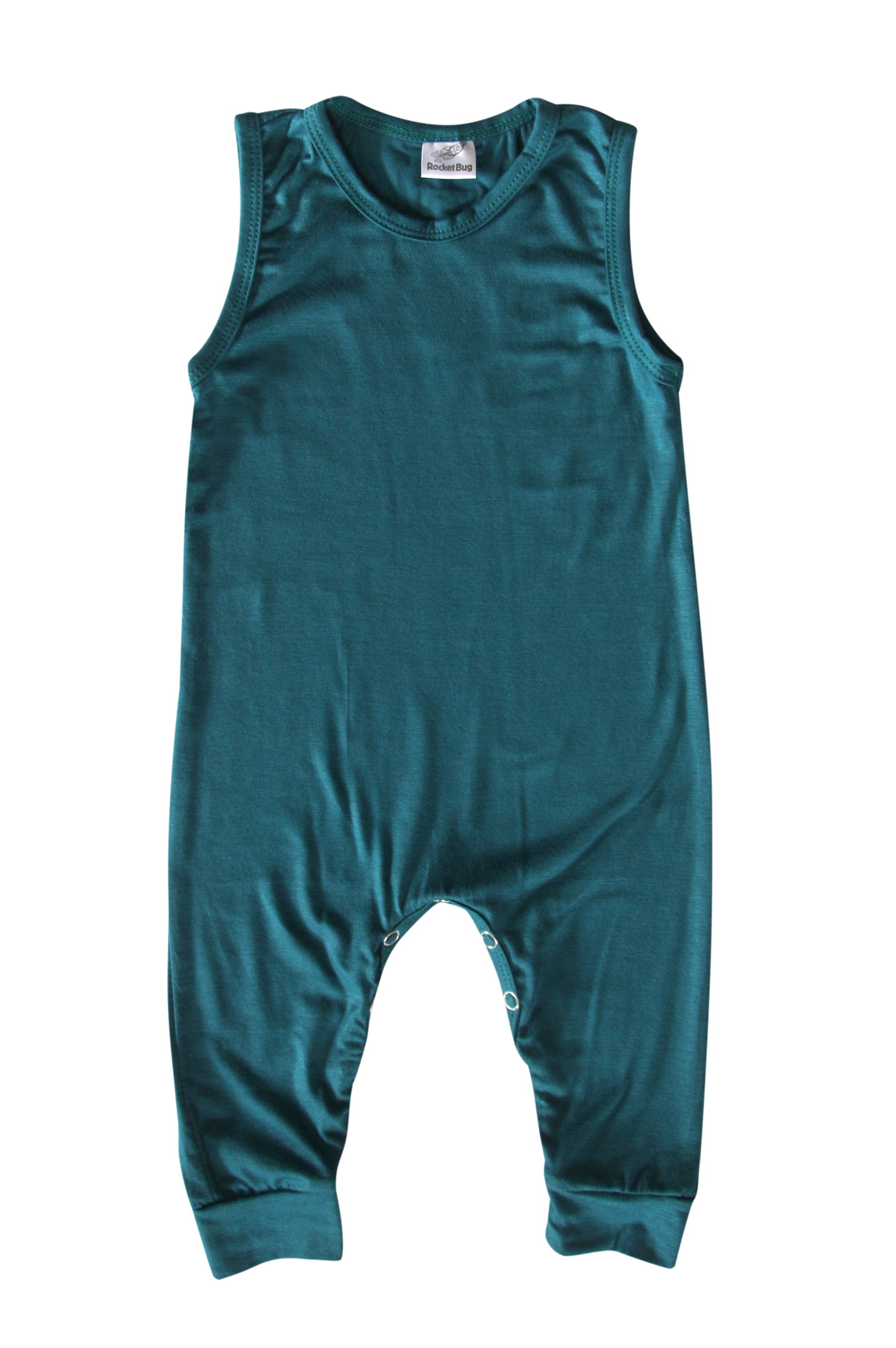 Silky Sleeveless Baby Romper for Boys and Girls-Gender Neutral Silky Midnight Teal