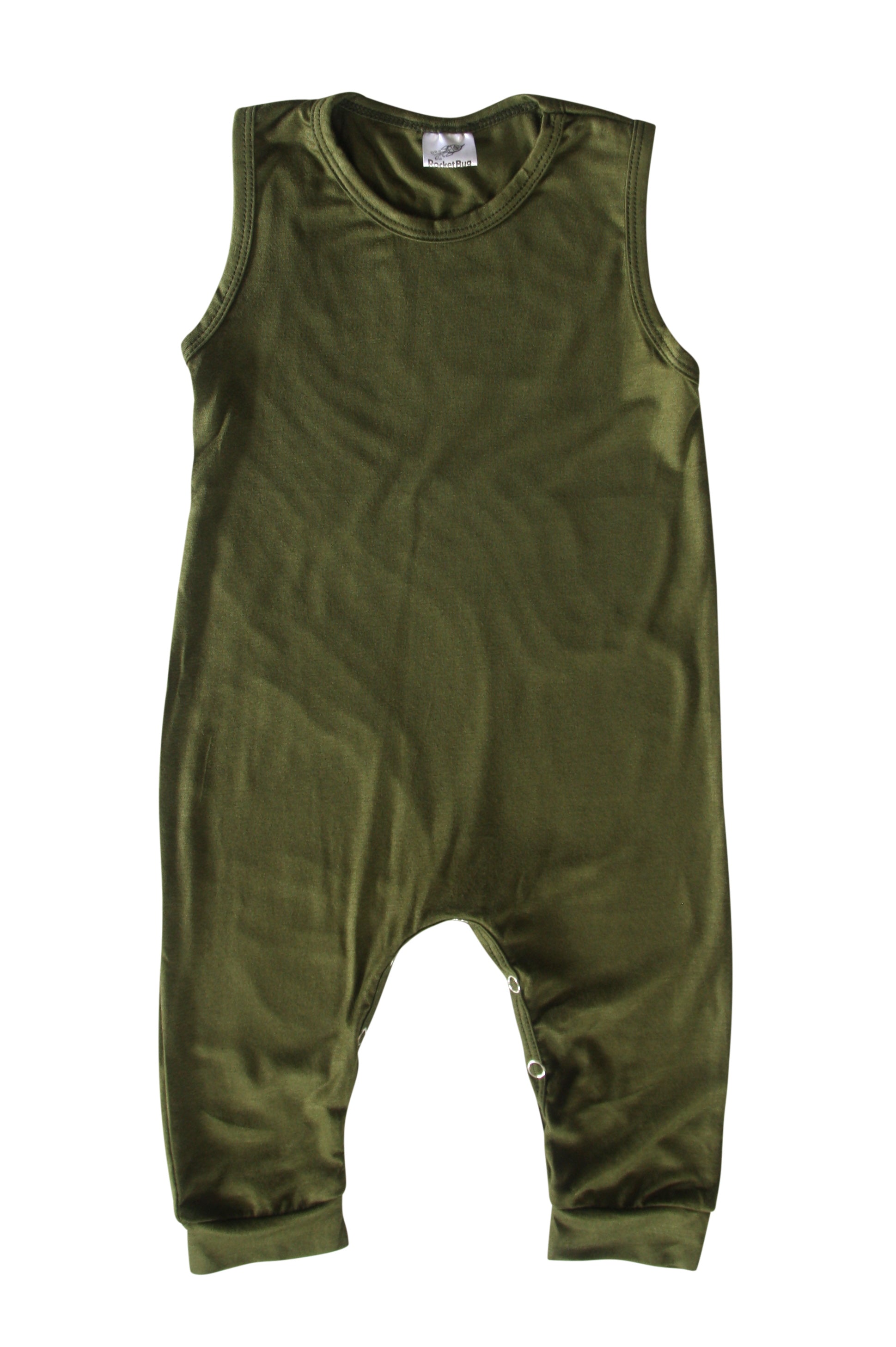 Silky Sleeveless Baby Romper for Boys and Girls-Gender Neutral Silky Army Green