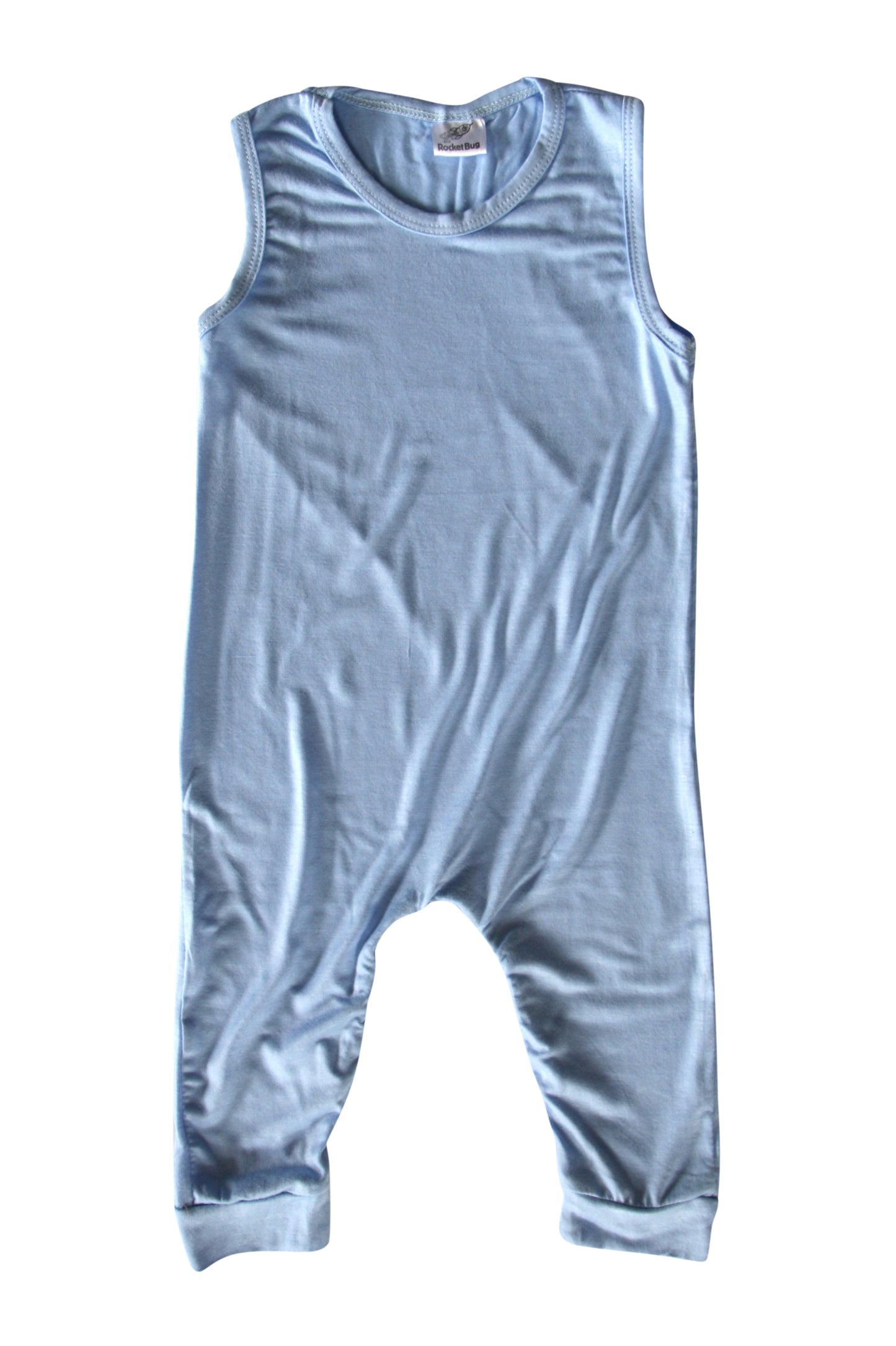 Silky Sleeveless Baby Romper for Boys and Girls-Gender Neutral Silky Light Blue