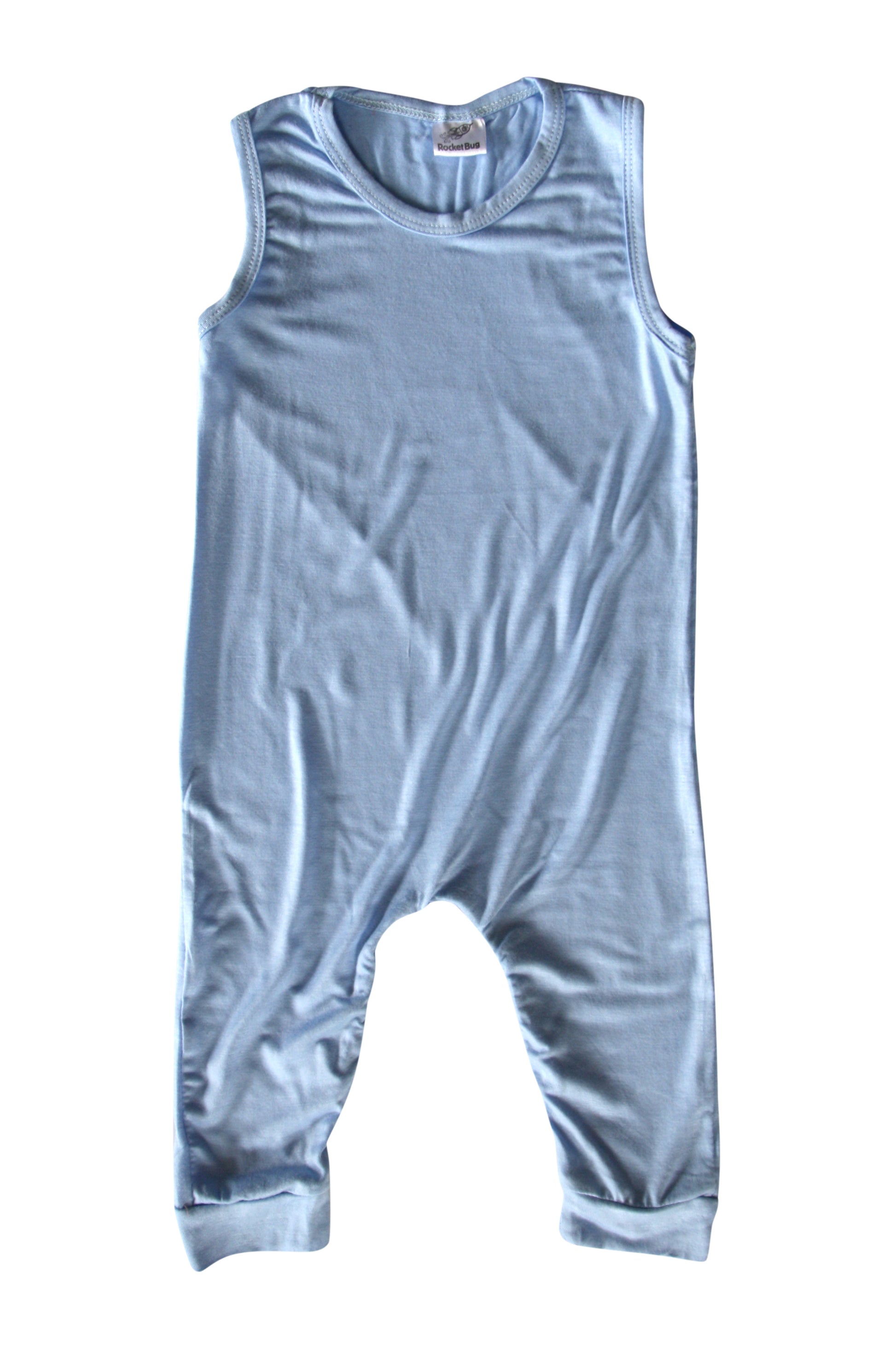 Silky Sleeveless Baby Romper for Boys and Girls-Gender Neutral Silky Light Blue
