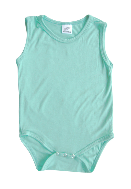 Silky Sleeveless Baby Bodysuit-Unisex, Boys, & Girls, Infant Sleeper Silky Seafoam