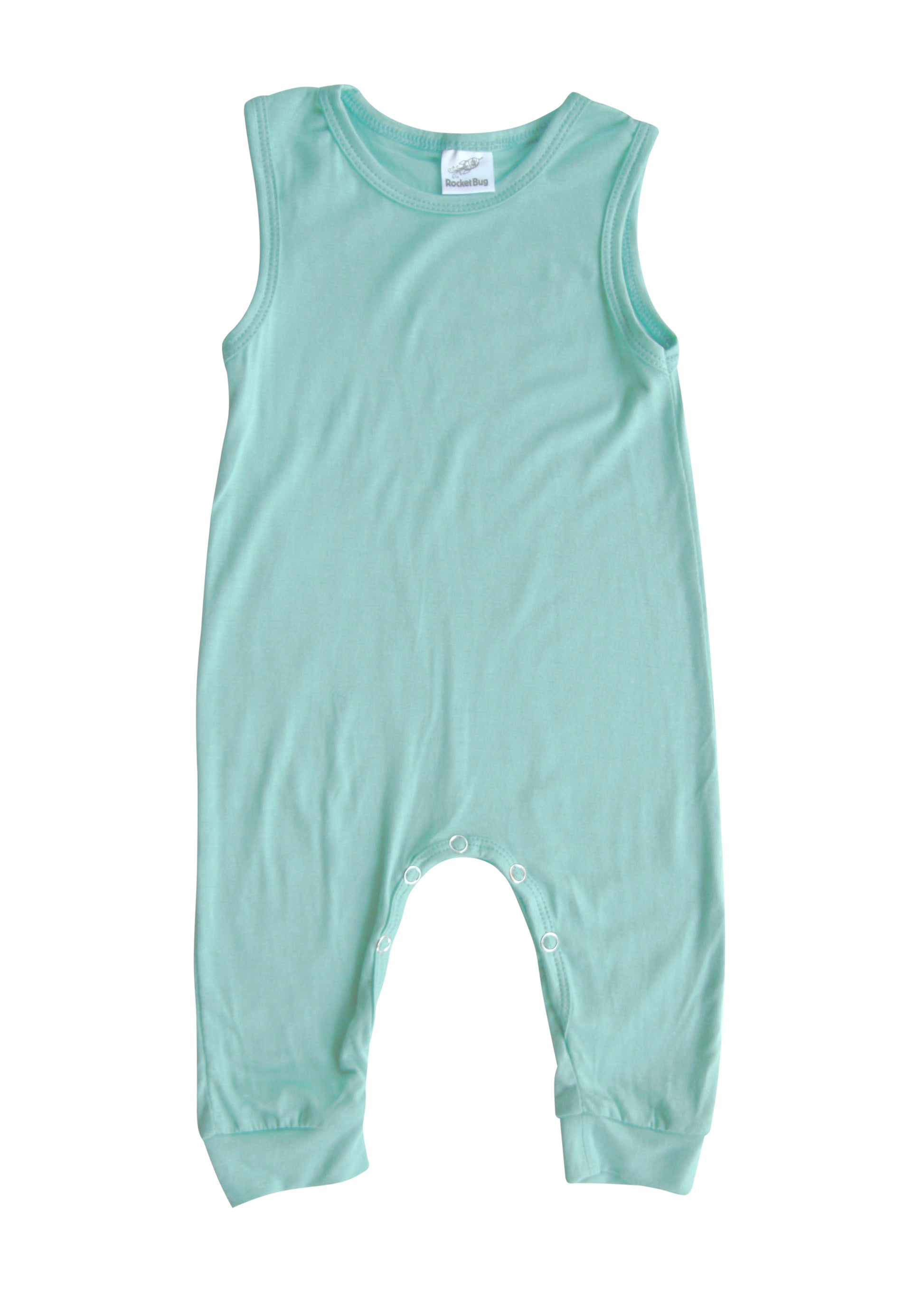 Silky Sleeveless Baby Romper for Boys and Girls-Gender Neutral Silky Seafoam