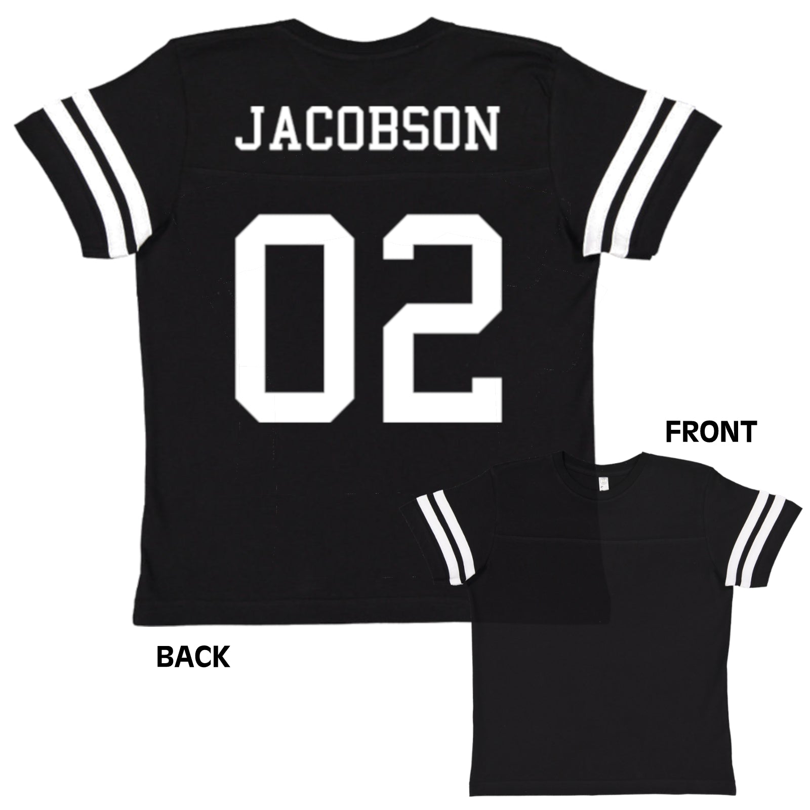 Custom Football Jersey Toddler and Child Personalized with Name and Number (Back Only) Black