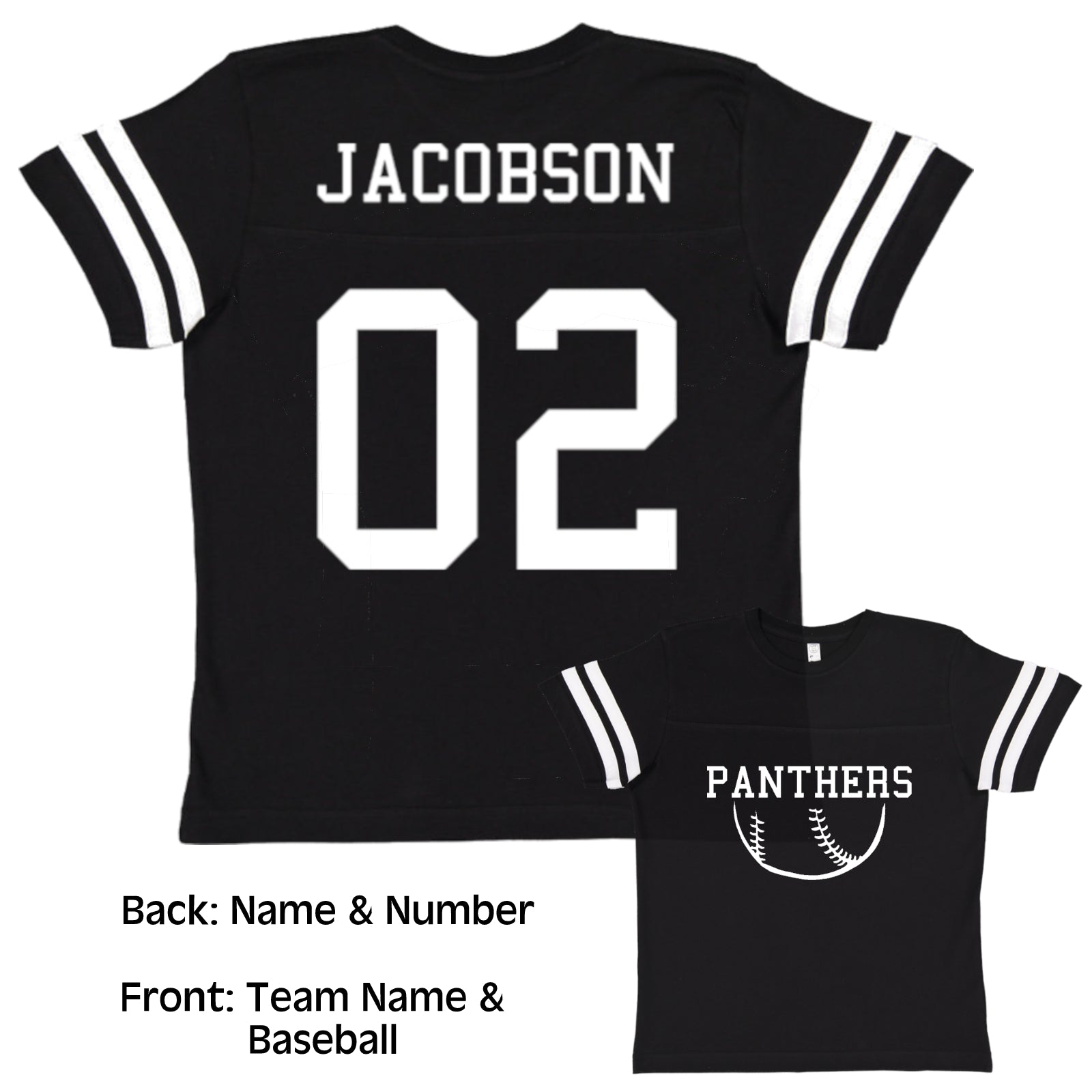 Custom Baseball Team Jersey Toddler and Child Personalized with Name and Number (Front & Back)