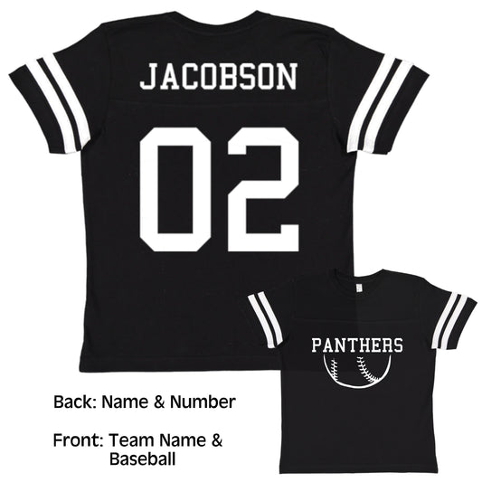 Custom Baseball Team Jersey Toddler and Child Personalized with Name and Number (Front & Back)