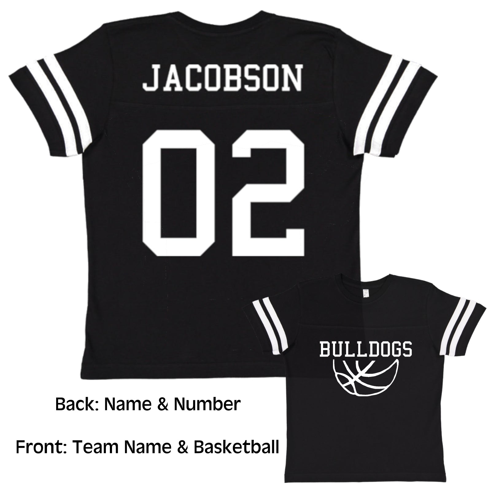 Custom Basketball Team Jersey Toddler and Child Personalized with Name and Number (Front & Back)