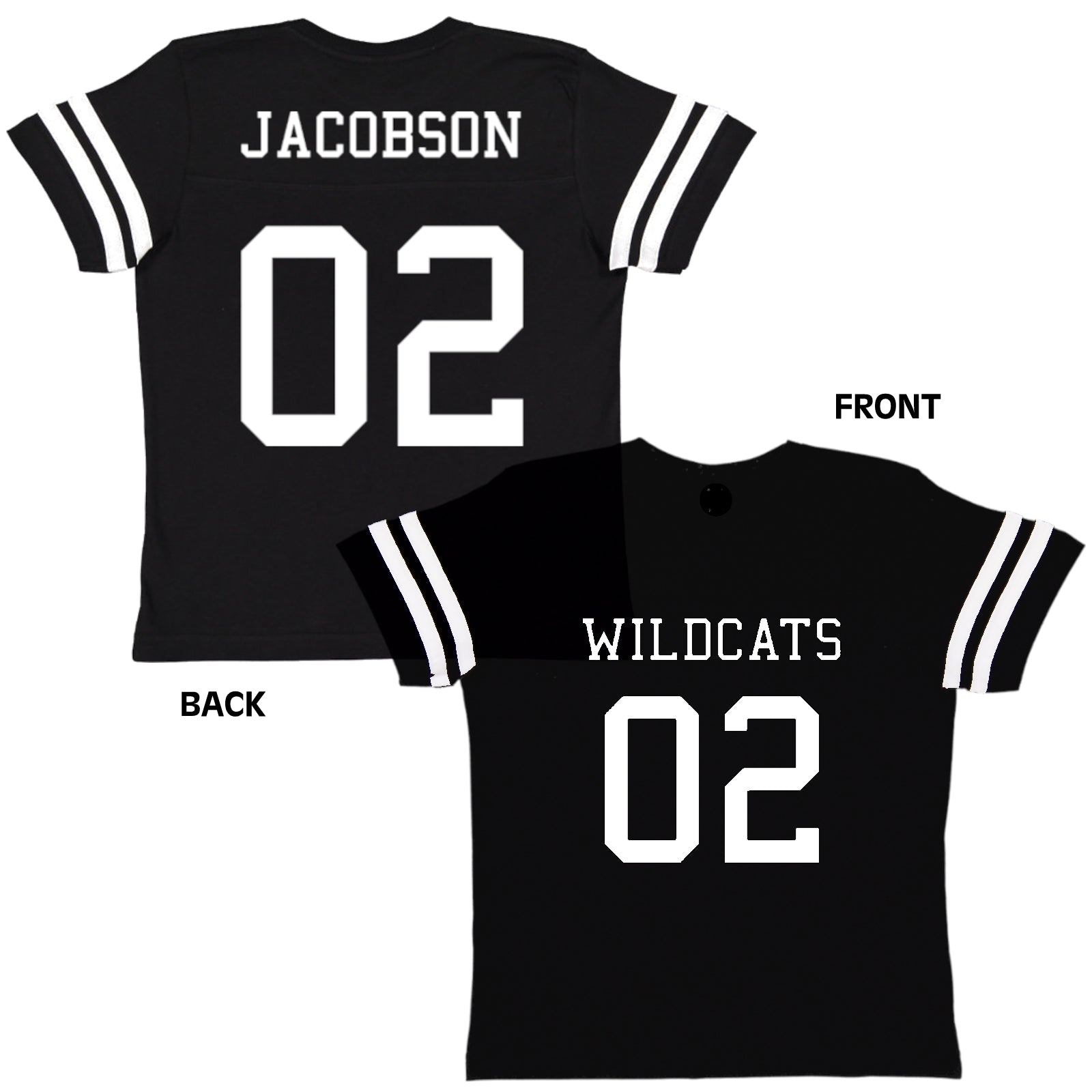 Custom Football Jersey Toddler and Child Personalized with Name and Number (Front & Back) Black