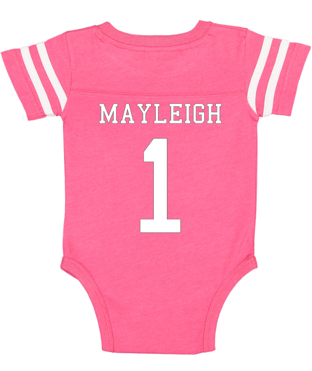 Custom Football Jersey Baby Bodysuit Personalized with Name and Number (Back Only)
