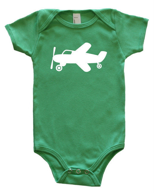 Transportation Silhouette Baby Bodysuit-Plane Grass