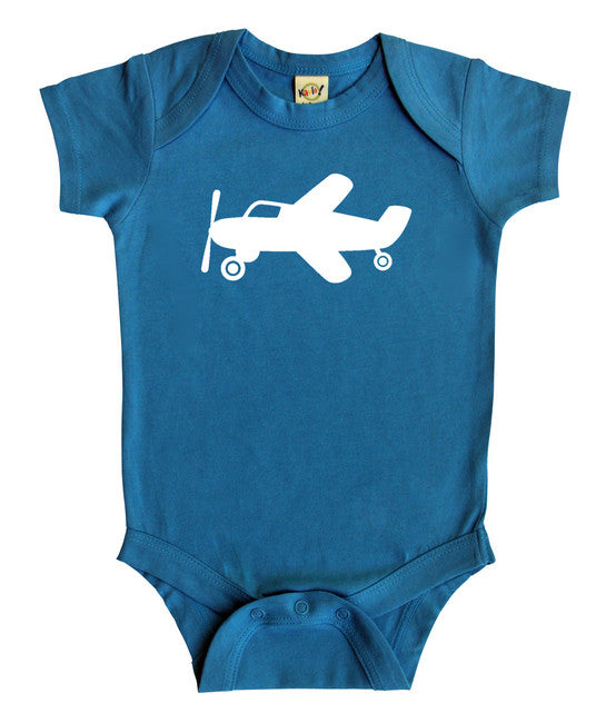 Transportation Silhouette Baby Bodysuit-Plane Turquoise