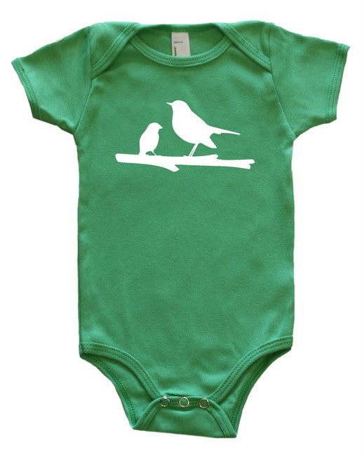 Mama Bird Silhouette Baby Bodysuit Grass