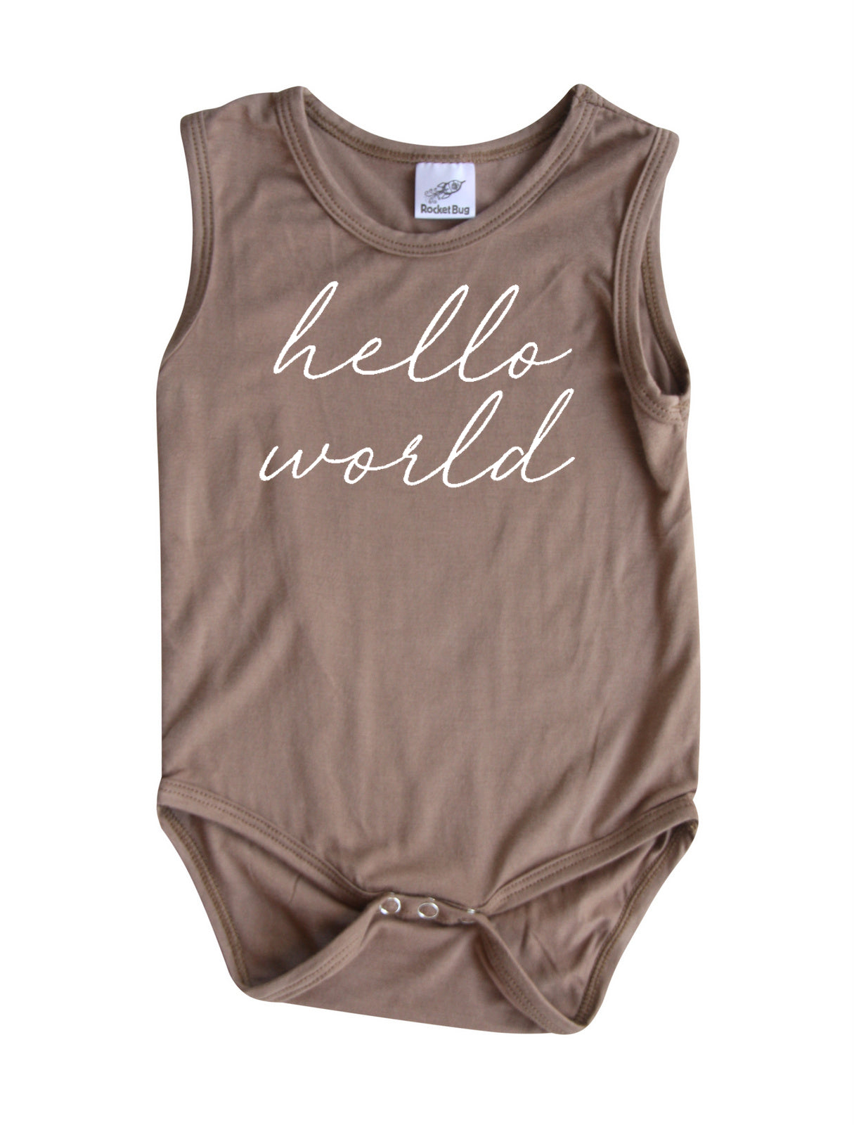 Hello World Silky Sleeveless Baby Bodysuit