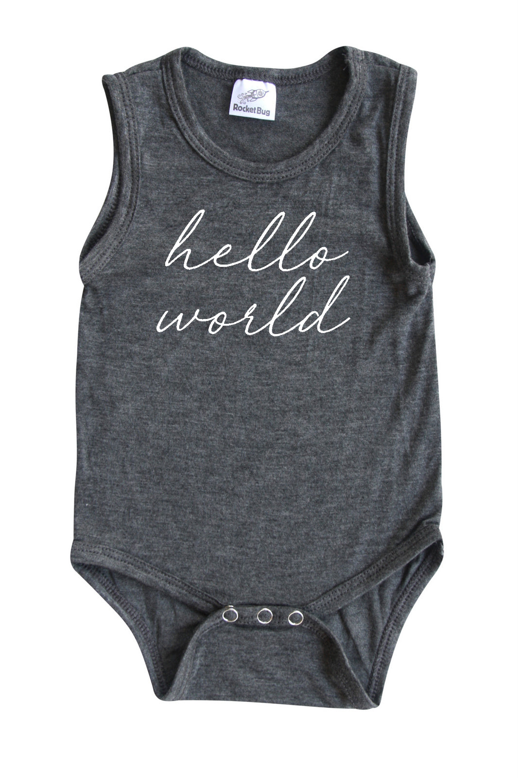 Hello World Silky Sleeveless Baby Bodysuit