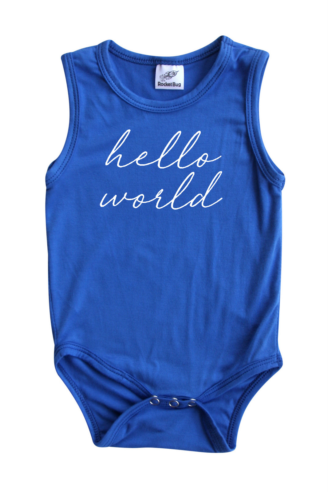 Hello World Silky Sleeveless Baby Bodysuit