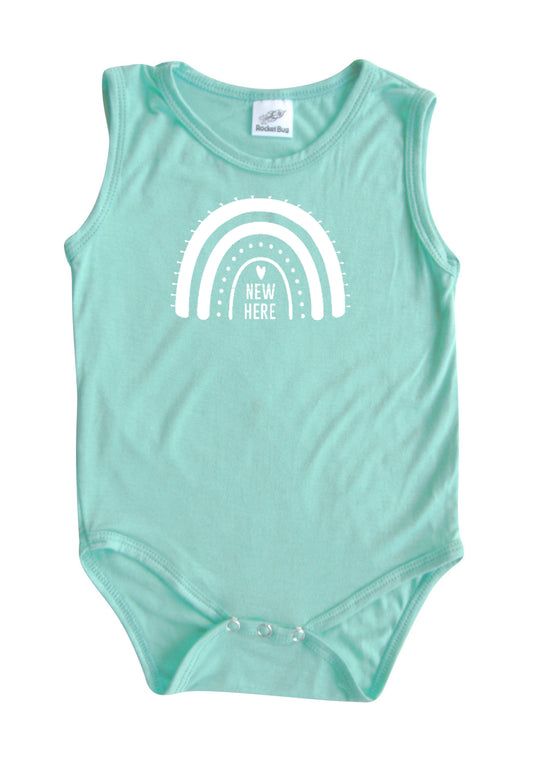 New Here Silky Sleeveless Baby Bodysuit Silky Seafoam