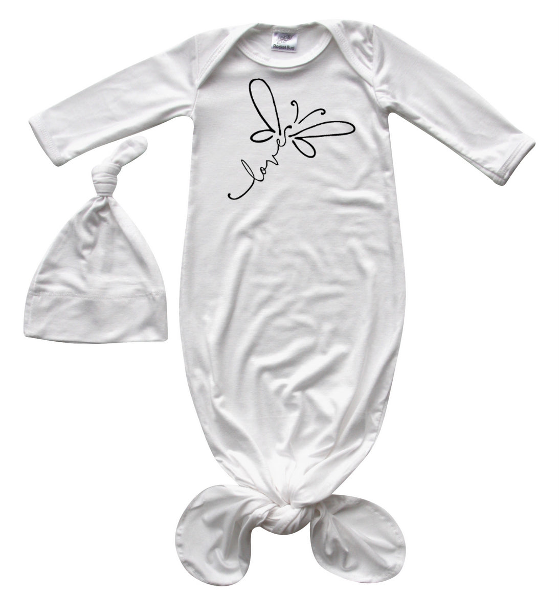 Dragonfly Love Silky Knotted Baby Gown with Knotted Hat