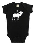 Elk Silhouette Baby Bodysuit Black