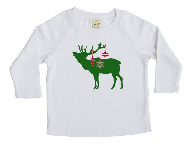 Festive Elk Long Sleeve T-shirt - Christmas White