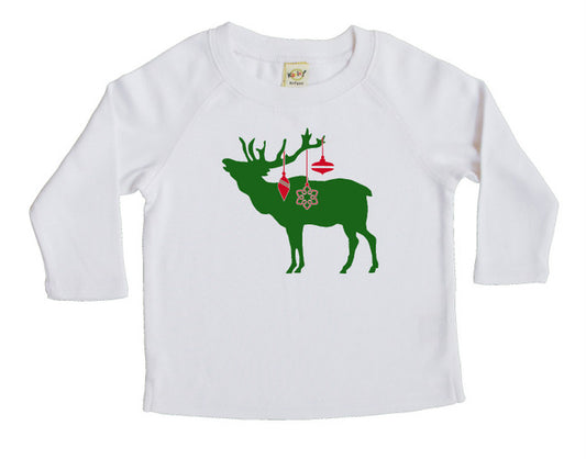 Festive Elk Long Sleeve T-shirt - Christmas White