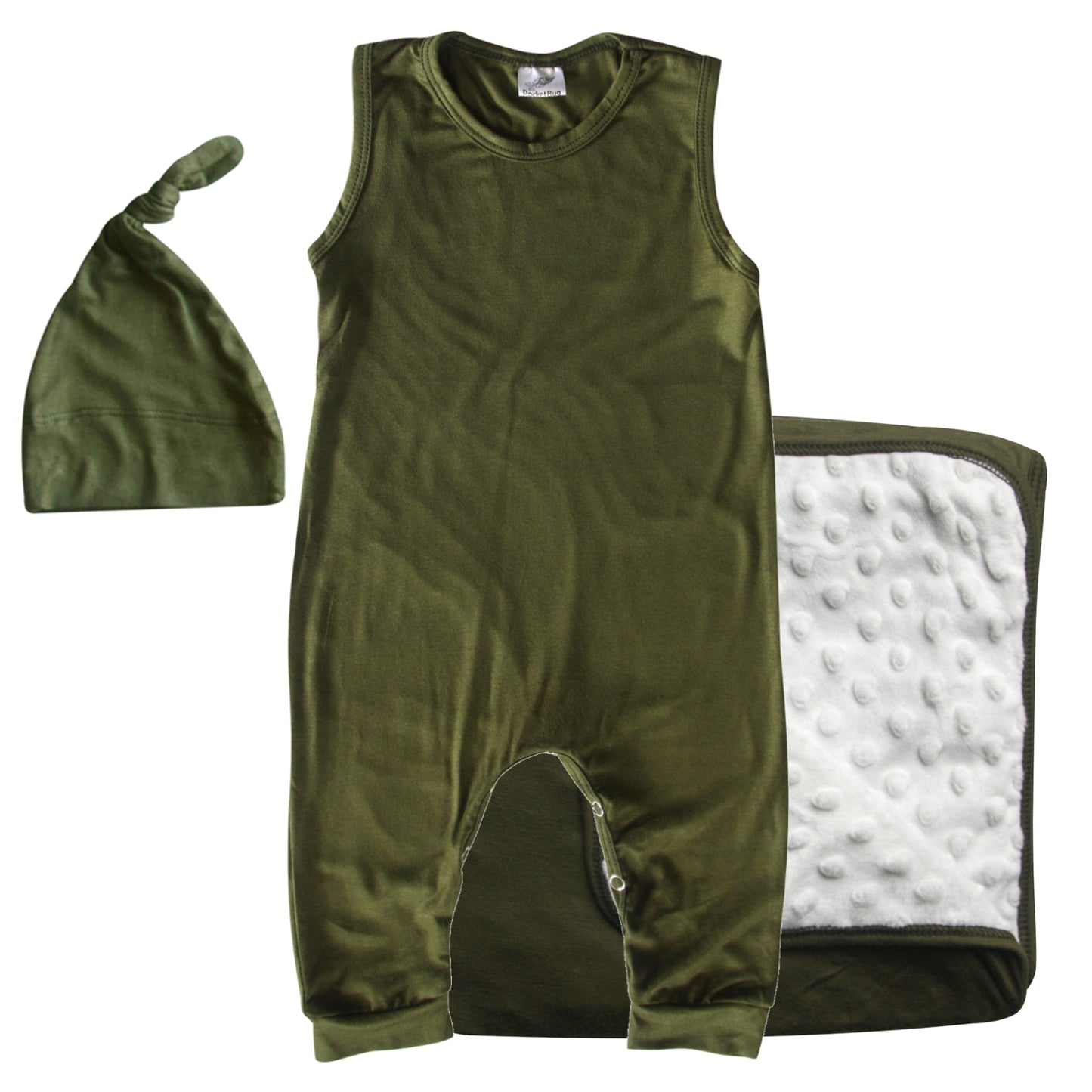 Rocket Bug GIFT SET- Sleeveless Romper, Matching Blanket, and Hat or Headband for Boys and Girls-Gender Neutral