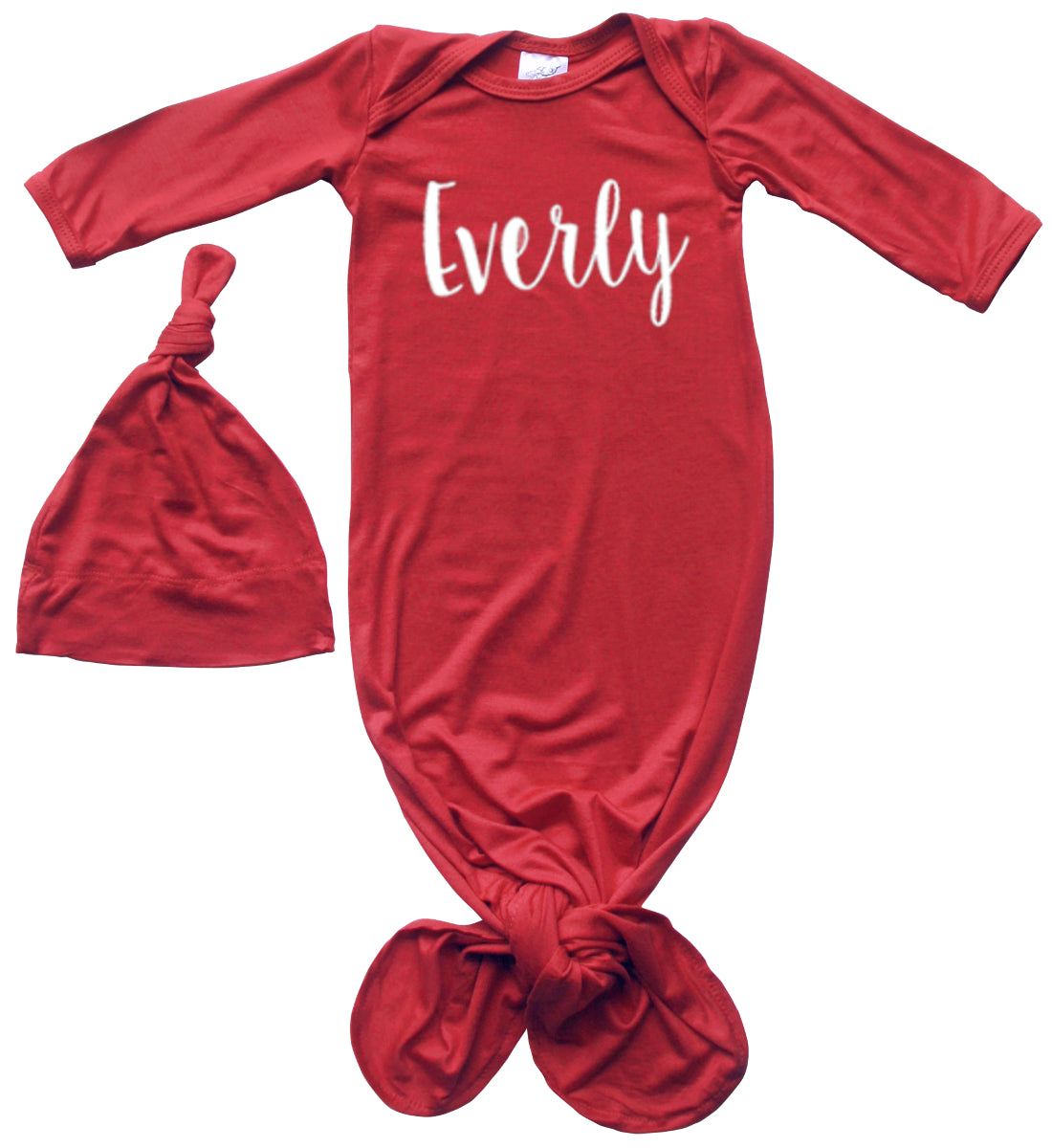'Lush' Personalized Silky Knotted Baby Knotted Gown for Boys & Girls Silky Red No