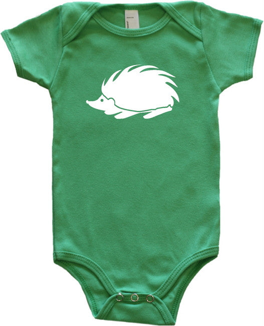 Woodland Animal Silhouette Baby Bodysuit-Hedgehog 18-24m, short sleeve onesie Asphalt