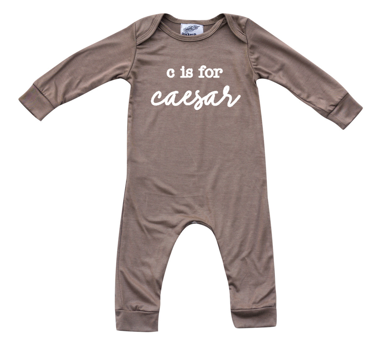 Initial Personalized Custom Silky Long Sleeve Baby Romper Silky Light Brown Romper Only
