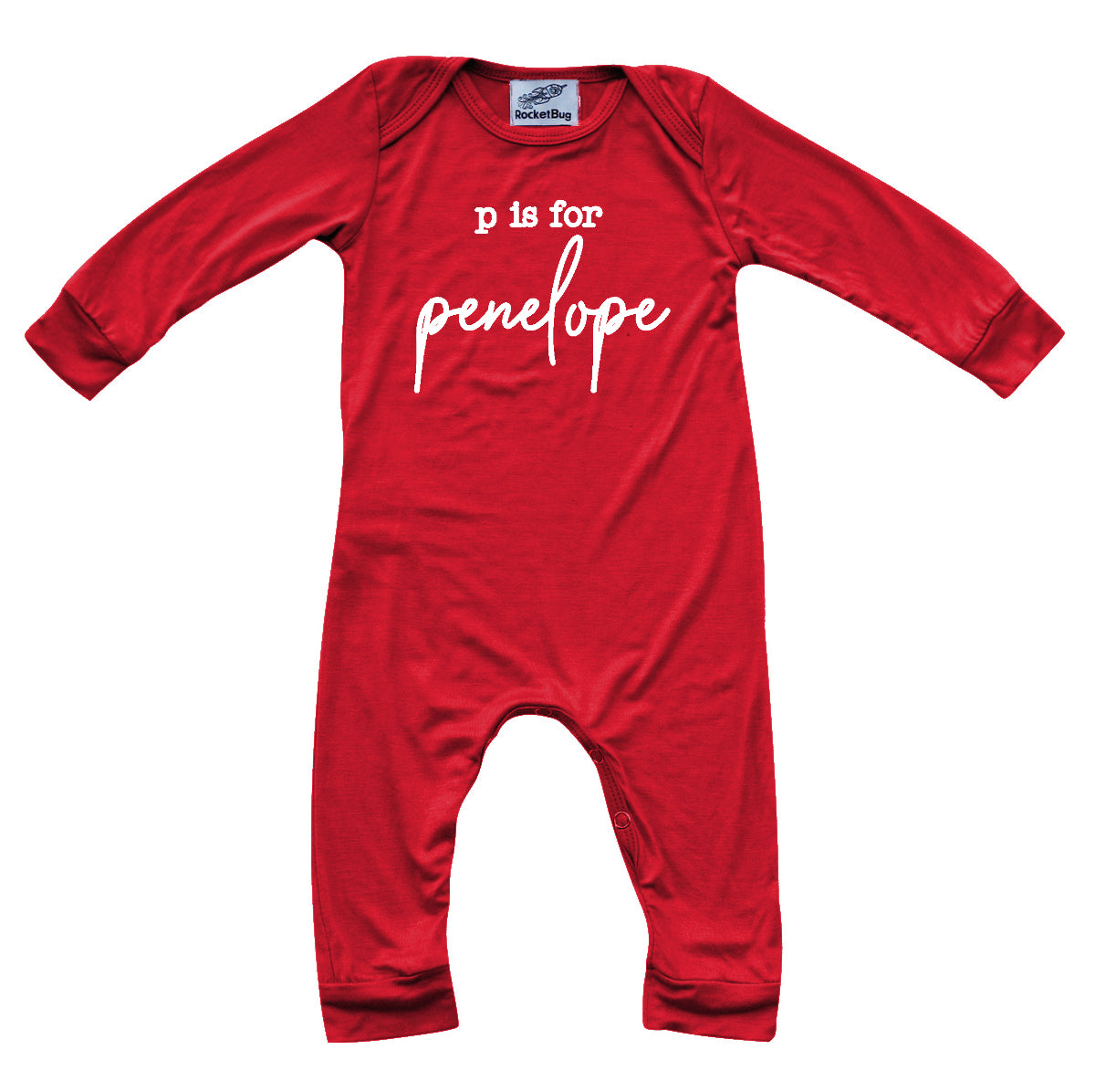 Initial Personalized Custom Silky Long Sleeve Baby Romper Silky Red Romper Only