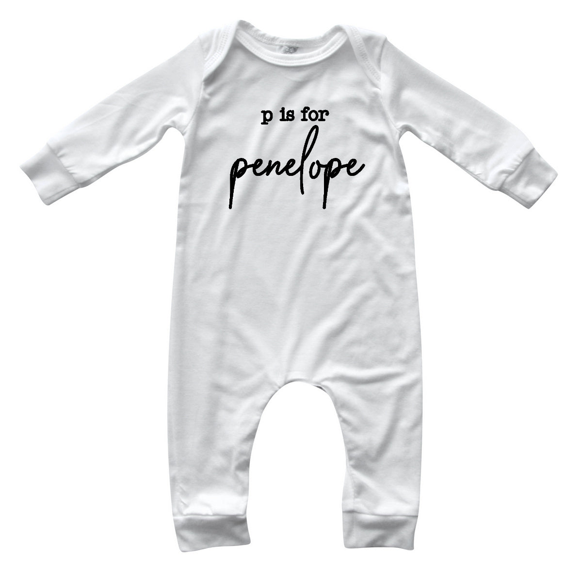 Initial Personalized Custom Silky Long Sleeve Baby Romper Silky Off White Romper Only