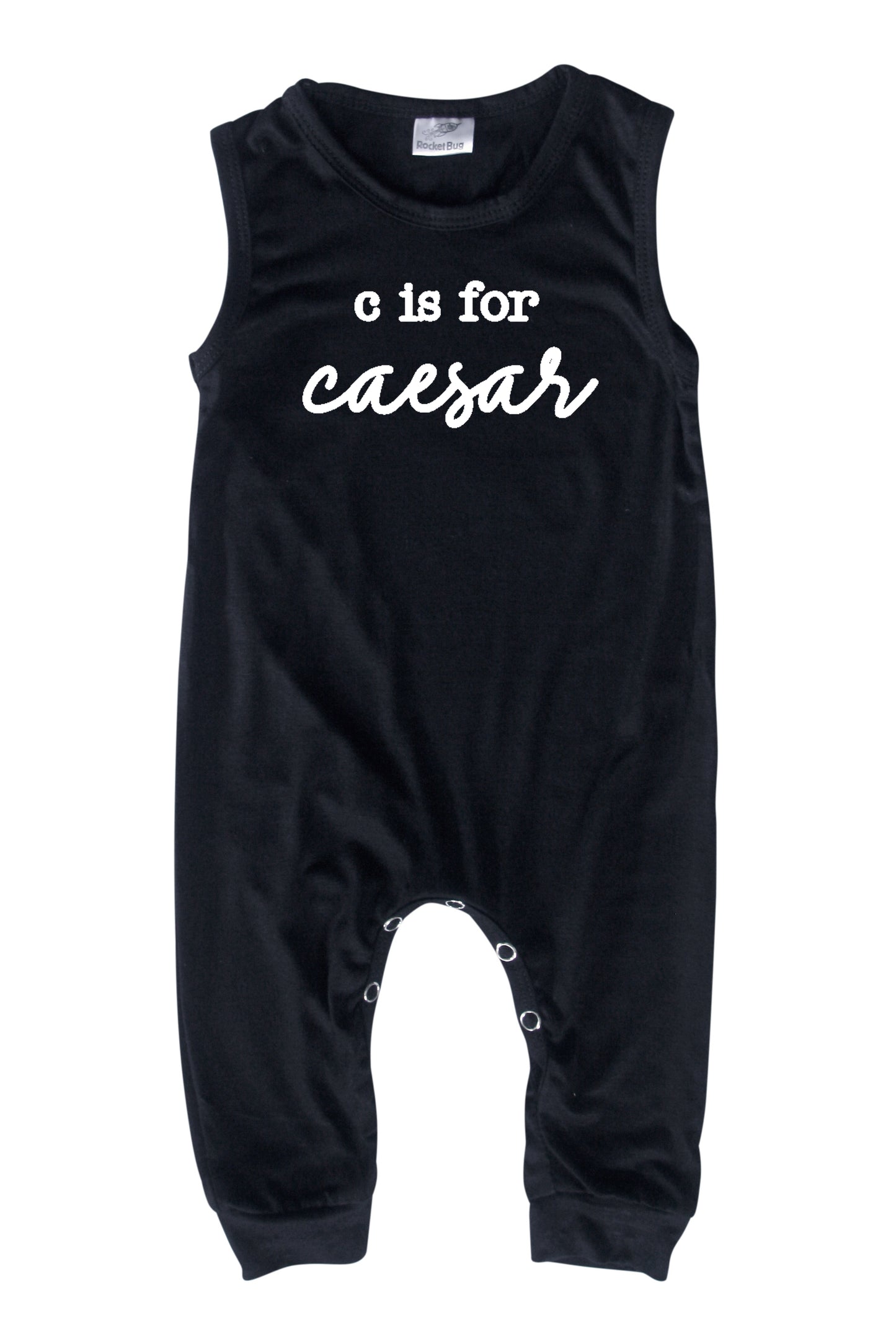Initial Personalized Custom Silky Sleeveless Baby Romper for Boys and Girls Black