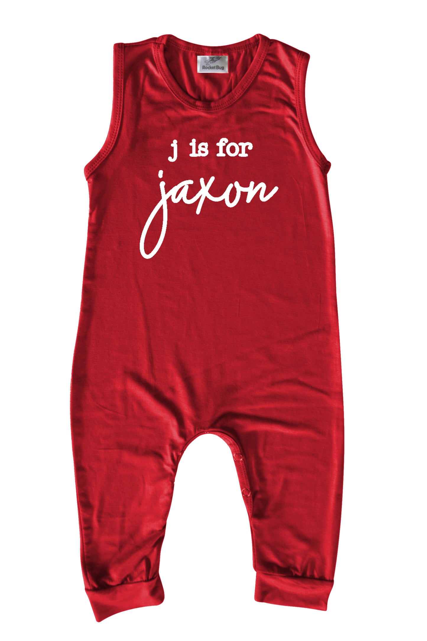 Initial Personalized Custom Silky Sleeveless Baby Romper for Boys and Girls Red