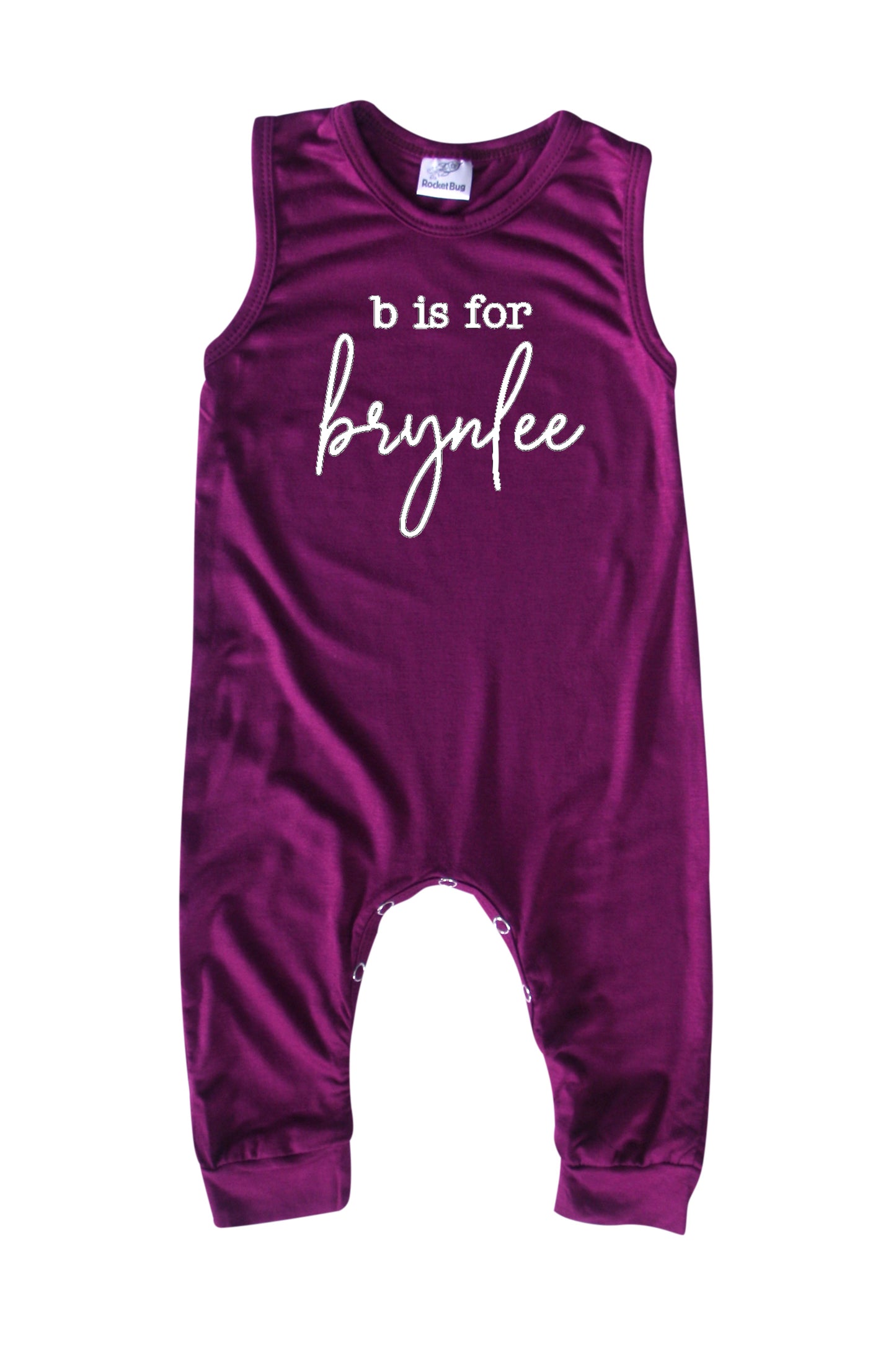 Initial Personalized Custom Silky Sleeveless Baby Romper for Boys and Girls Wine