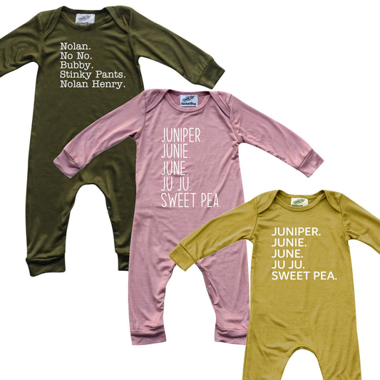 Personalized Nickname Custom Silky Long Sleeve Baby Romper