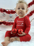 Personalized First Christmas Silky Long Sleeve Baby Romper for Boys and Girls
