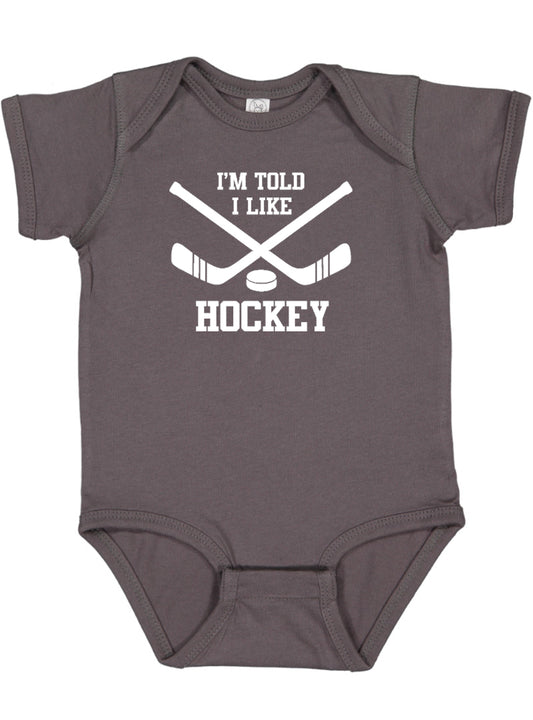 I'm Told I Like Hockey Silhouette Baby Bodysuit