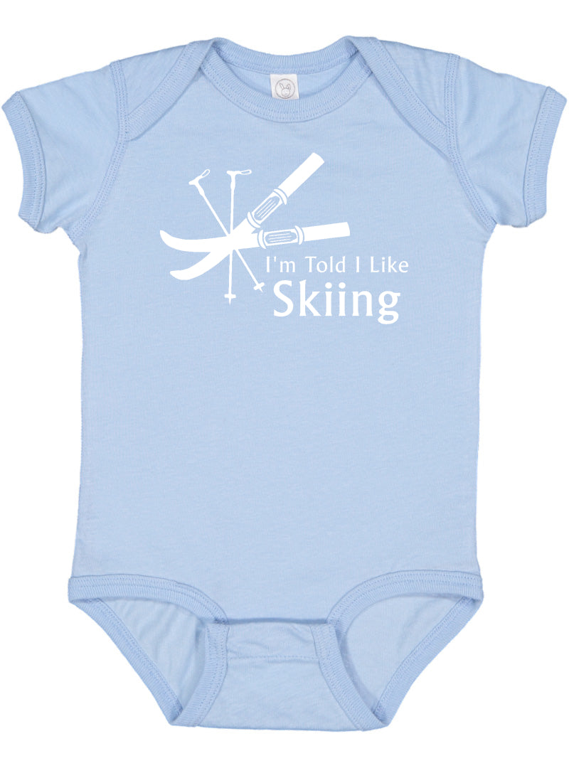 I'm Told I Like Skiing Silhouette Baby Bodysuit