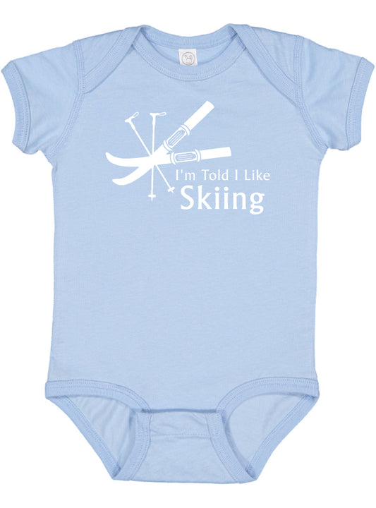 I'm Told I Like Skiing Silhouette Baby Bodysuit