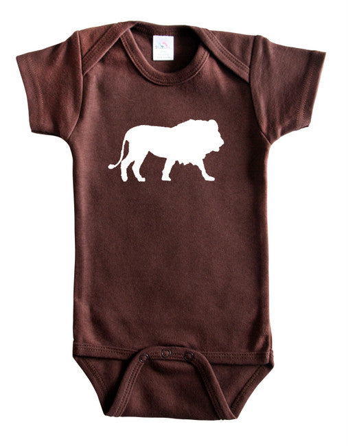 Safari Animals Silhouette Baby Bodysuit-Lion Brown