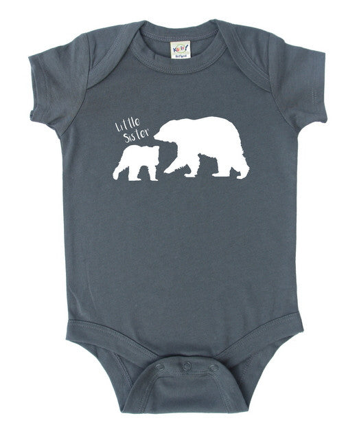 Little Sister with Big Bear Baby Bodysuit
