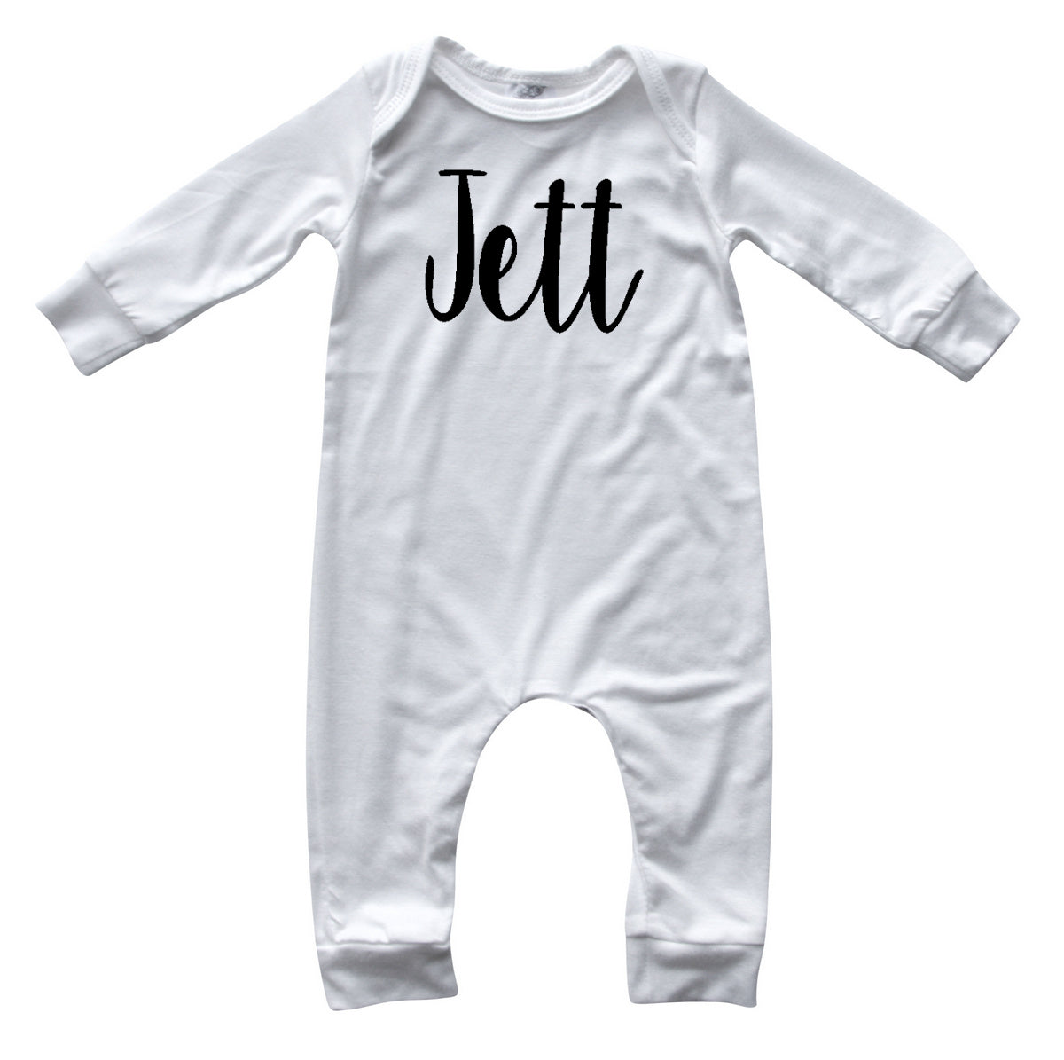 'Lush' Personalized Custom Silky Long Sleeve Baby Romper Silky Off White