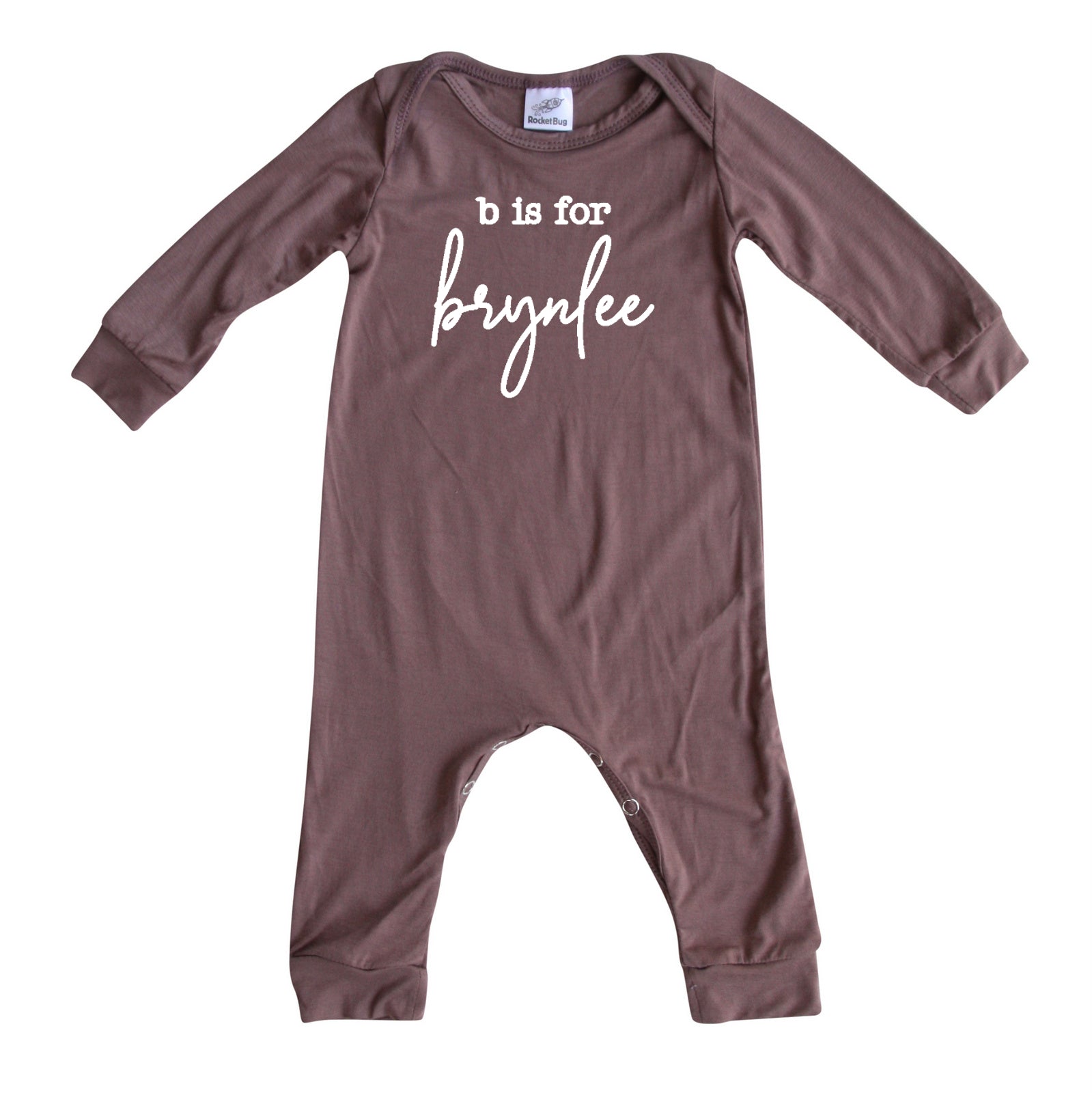 Initial Personalized Custom Silky Long Sleeve Baby Romper