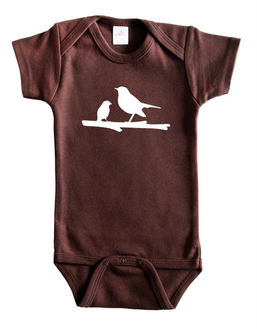 Mama Bird Silhouette Baby Bodysuit Brown