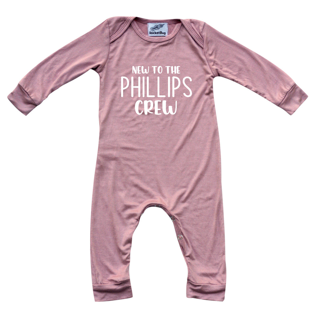 New to the Crew Personalized Custom Silky Long Sleeve Baby Romper Silky Dusty Rose
