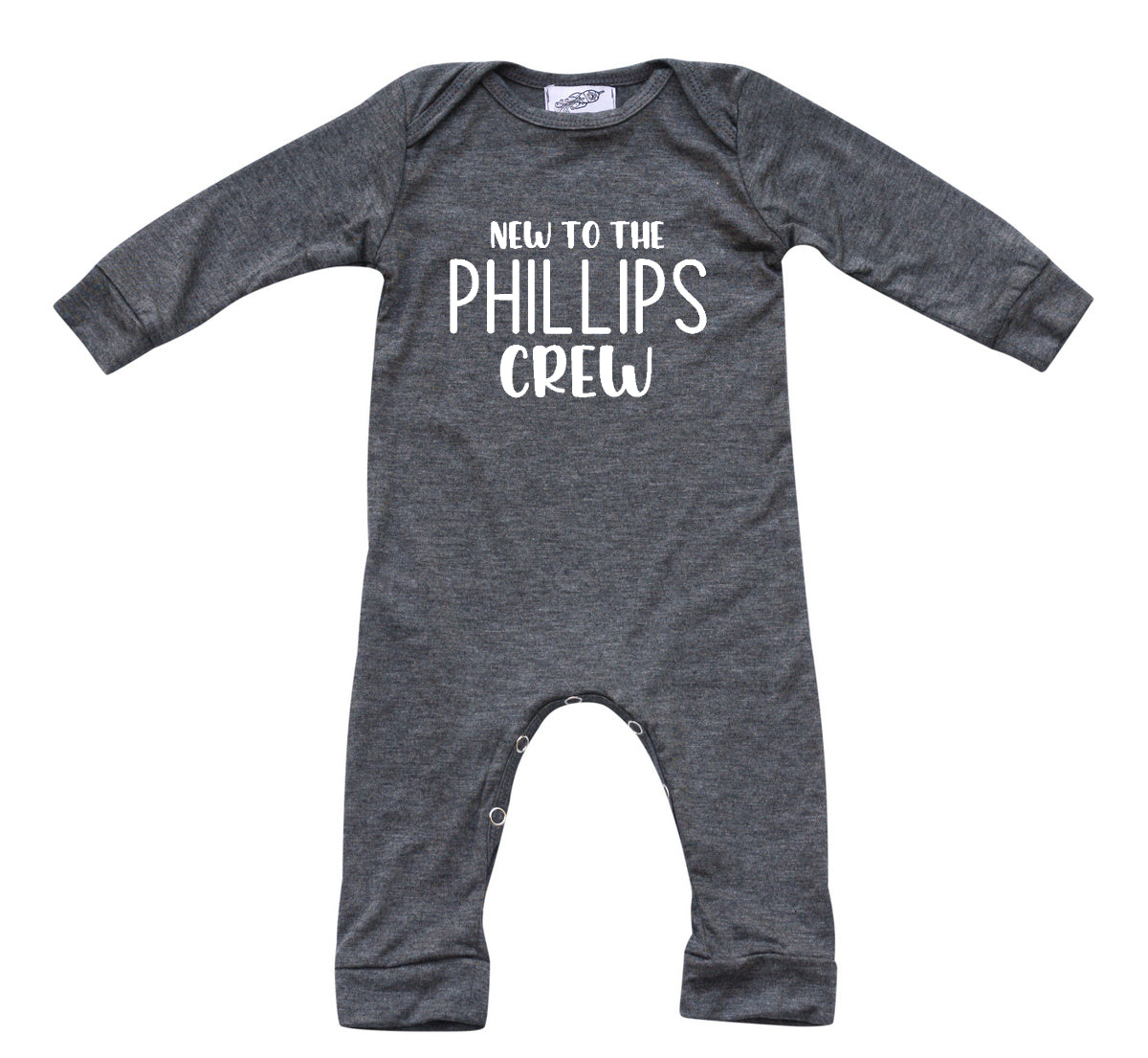 New to the Crew Personalized Custom Silky Long Sleeve Baby Romper Silky Heather Gray