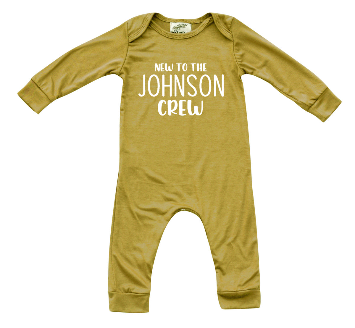 New to the Crew Personalized Custom Silky Long Sleeve Baby Romper Silky Maize