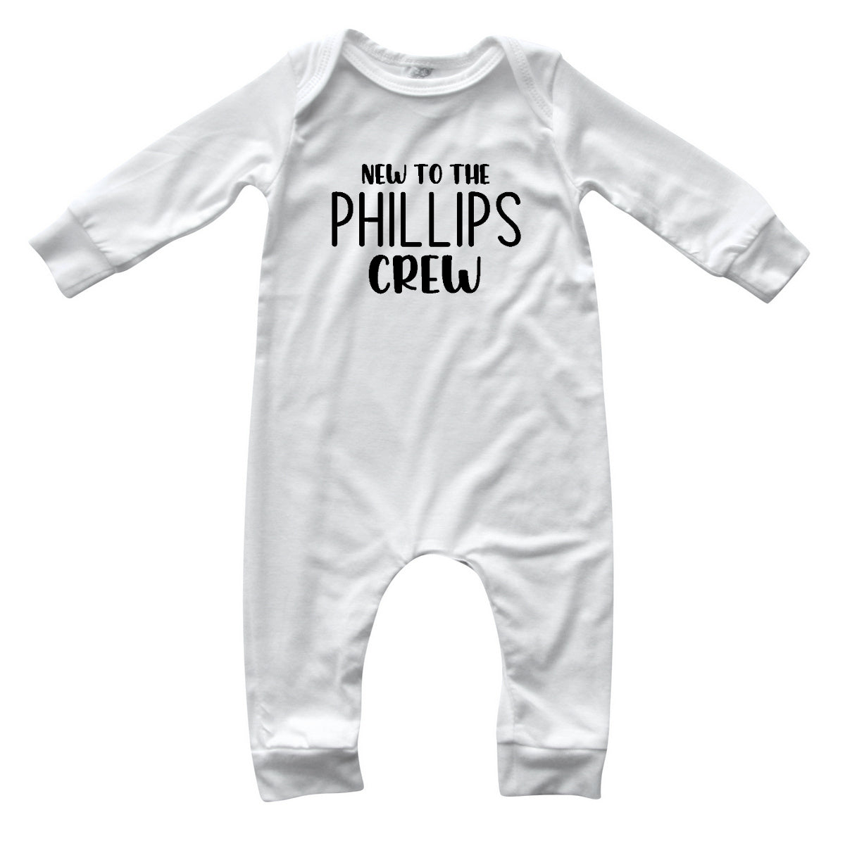 New to the Crew Personalized Custom Silky Long Sleeve Baby Romper Silky Off White